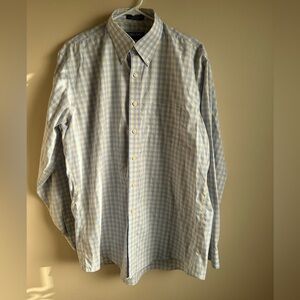 Kirkland Signature Men’s Long Sleeve Pale Blue Yellow Striped Shirt 16.5-35